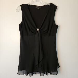 R & M Richards Top Women's 10 Black Flowy Sexy Rhinestone Feminine Whimsigoth